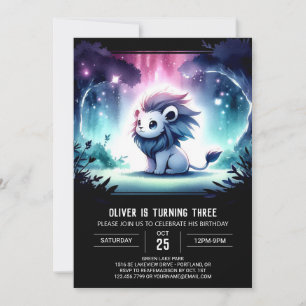 Cute Custom Lion Birthday Invitation