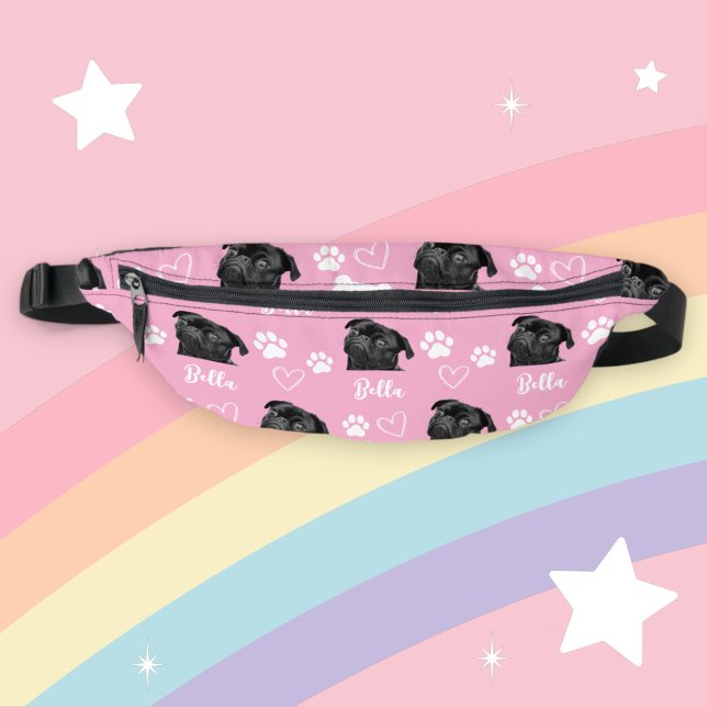 Cute Custom Love Paw Print Dog Lover Pet Photo Fanny Pack (Creator Uploaded)
