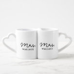 Cute custom Mrs and Mrs lesbian couple Coffee Mug Set<br><div class="desc">Mrs and Mrs couple coffee mug,  customizable with your own name and your favourite colours.</div>