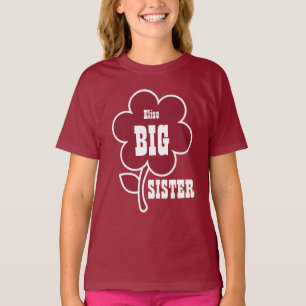 Cute Custom Name BIG SISTER Maroon Flower V05 T-Shirt