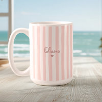 Cute Custom Name Blush Pink Stripes Girly