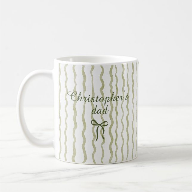 Cute Custom Name Bow Stripes Coffee Mug (Left)