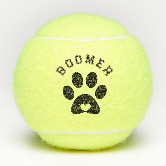 Cute Custom Name Dog Cat Paw Toy Gift Tennis Balls (Front)