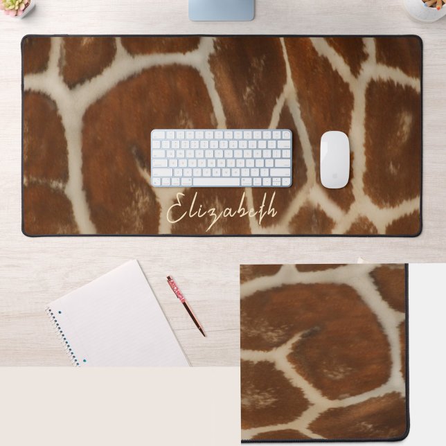 Cute Custom Name Giraffe Fur Pattern Desk Mat (Creator Uploaded)
