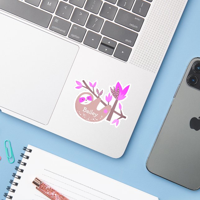 Cute Custom Name Koala Bear Pink Bamboo Laptop (Laptop w/ iPhone)