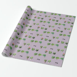 Cute Custom Name Plant Lover Wrapping Paper