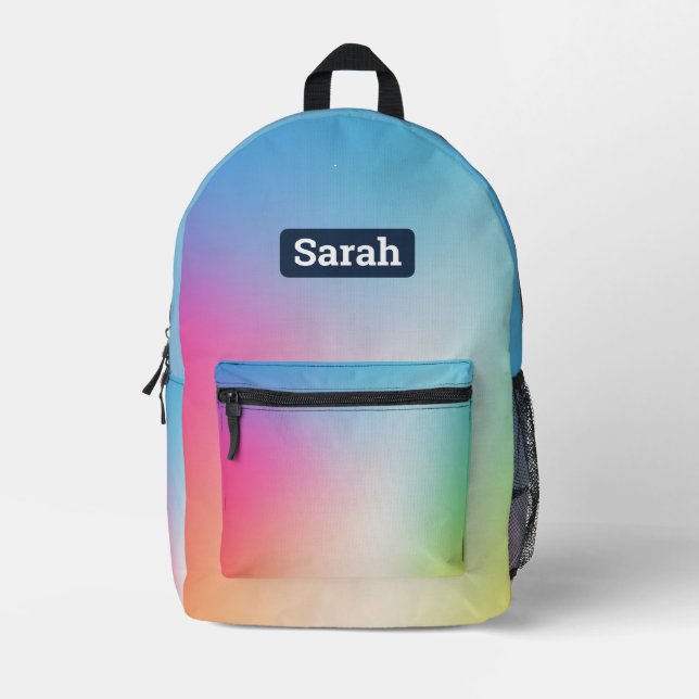 Cute custom name rainbow girl backpack (Front)
