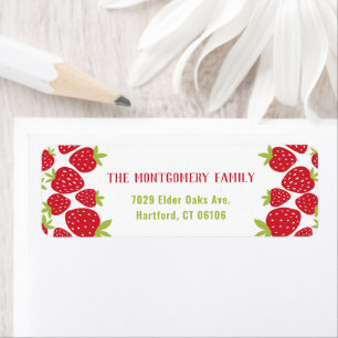 Cute Custom Name Red Strawberry Return Address