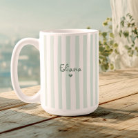 Cute Custom Name Sage Green Stripes Girly