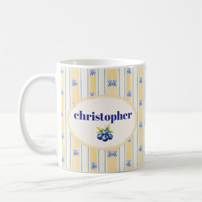 Cute Custom Name Stripes Coffee Mug (Left)