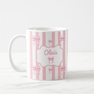 Cute Custom Name Stripes Pattern Coffee Mug