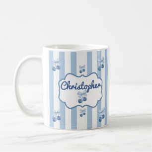 Cute Custom Name Stripes Pattern Coffee Mug