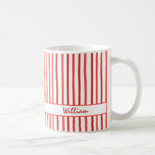 Cute Custom Name Stripes Pattern Coffee Mug