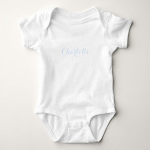 Cute Custom name text light blue white Baby Bodysuit