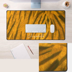 Cute Custom Name Tiger Fur Pattern Desk Mat