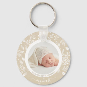Cute Custom Newborn Photo Keychain