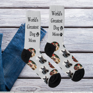 Cute Custom Pattern Dog Mom Photo Socks