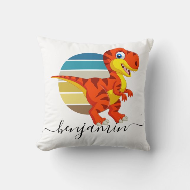Cute Custom Personalized dinosaur baby shower Throw Pillow (Front)