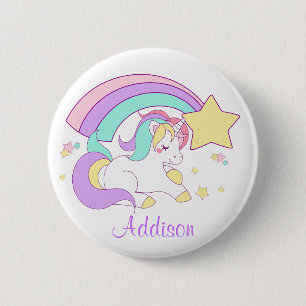 Cute Custom Personalized Magical Rainbow Unicorn 2 Inch Round Button