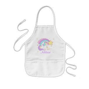 Cute Custom Personalized Magical Rainbow Unicorn Kids Apron