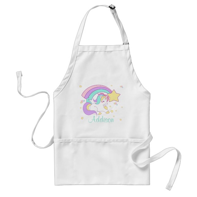 Cute Custom Personalized Magical Rainbow Unicorn Standard Apron (Front)