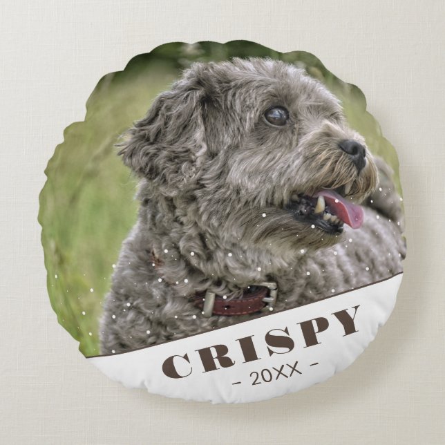 Cute Custom Pet Dog Photo Personalized Round Pillow (Front)