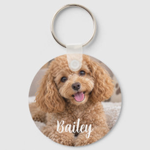 Cute Custom Pet Photo and Name Dog Keychain