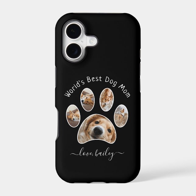 Cute Custom Pet Photo Collage World's Best Dog Mom (Back)