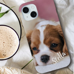 Cute Custom Pet Photo with Personalized Name iPhone 15 Case