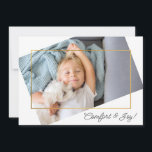 Cute Custom Photo Comfort and Joy Christmas Holiday Card<br><div class="desc">Send holiday cards that your friends and family will want to keep and admire for years to come with this custom photo Christmas card. It features a photo template that you personalize with your own chosen photo. The photo template is offset on an angle to add interest and uniqueness to...</div>