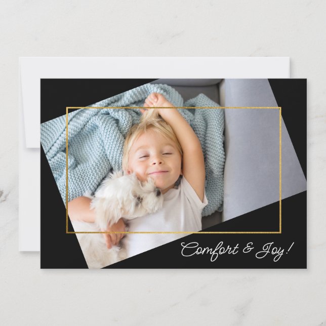 Cute Custom Photo Comfort and Joy Christmas Holiday Card (Front)