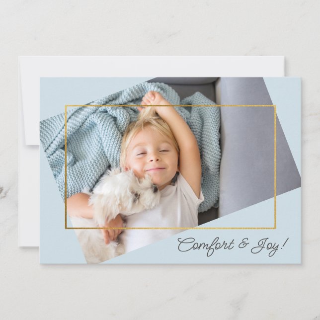 Cute Custom Photo Comfort and Joy Christmas Holiday Card (Front)