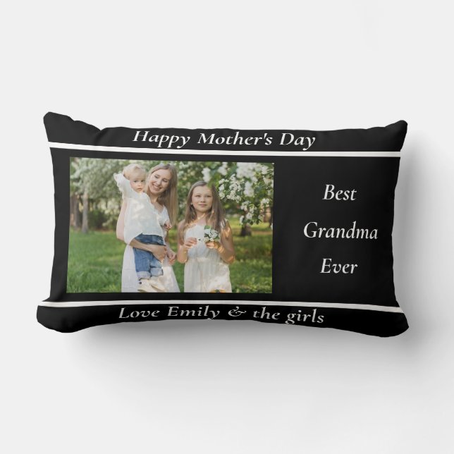 Cute Custom Photo GRANDMA Gift Throw Pillow Classy (Front)