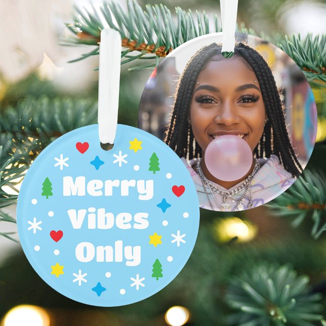 Cute Custom Photo Holiday Retro Blue Christmas (Créateur téléchargé)
