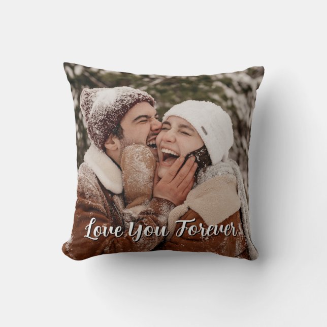 Cute Custom Photo Keepsake COUPLE Gift Throw Pill Pillow (Front)