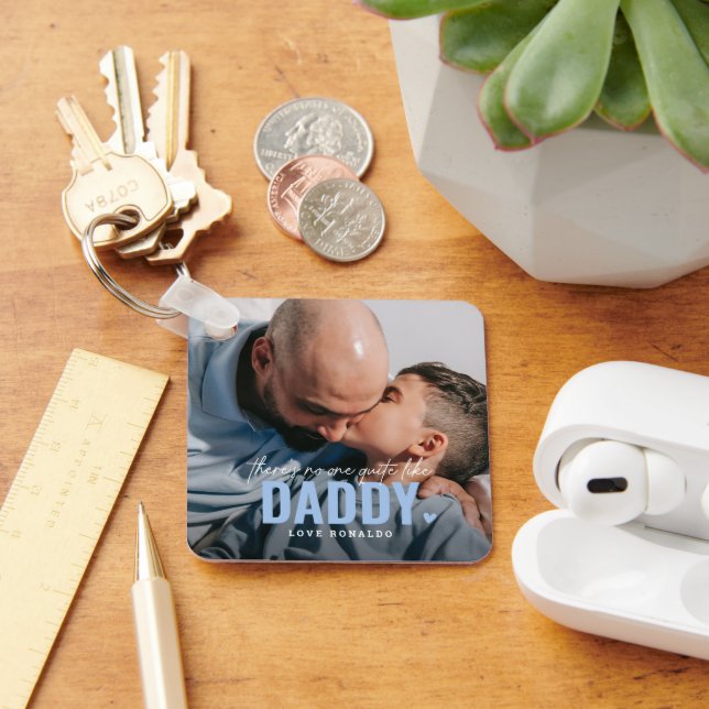 Cute Custom Photo Keepsake DADDY Gift Keychain (Desk)
