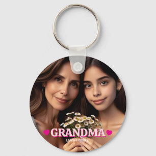 Cute Custom Photo Keepsake Grandma Grandpa Gift Keychain