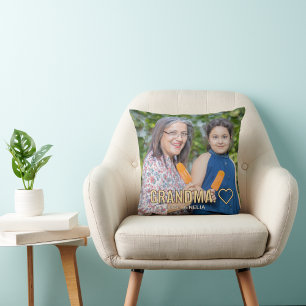 Cute Custom Photo Keepsake GRANDMA Mother's Day Throw Pillow