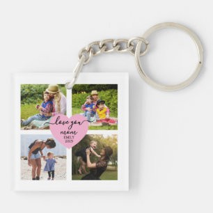 Cute custom photo love you mom keychain