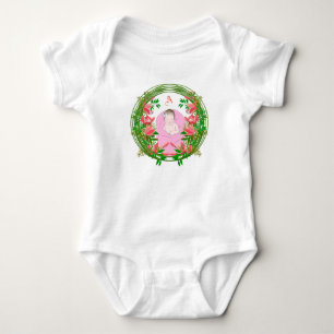 Cute Custom Photo Monogram Green Botanical Floral  Baby Bodysuit