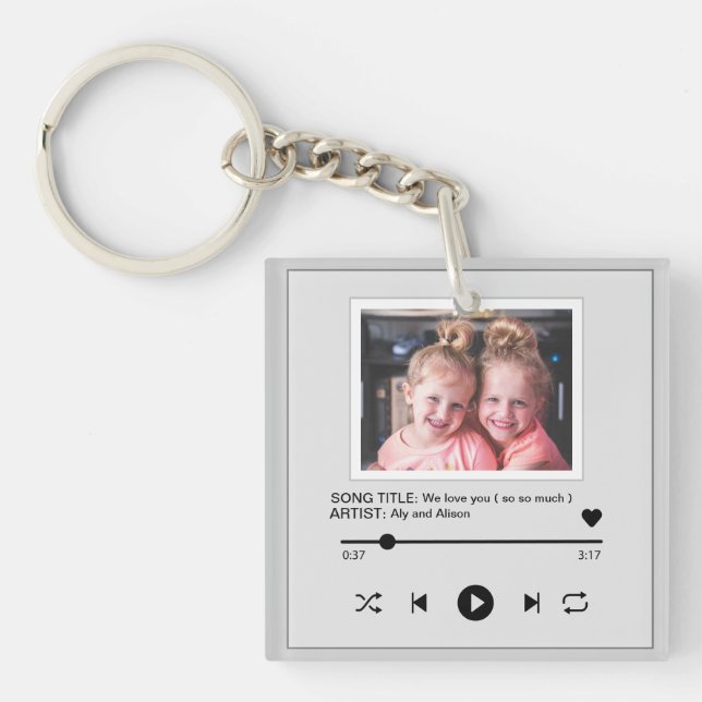 Cute custom photo music player keychain (Front)