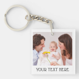Cute Custom Photo & Name Text Acrylic Keychain