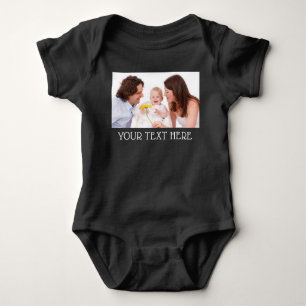 Cute Custom Photo & Name Text Baby Bodysuit