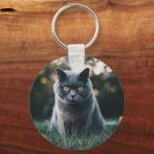 Cute Custom Photo Pet Cat Keychain (Front)
