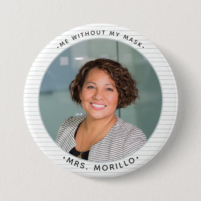 Cute Custom Photo Teacher ID notebook paper 3 Inch Round Button (Front)