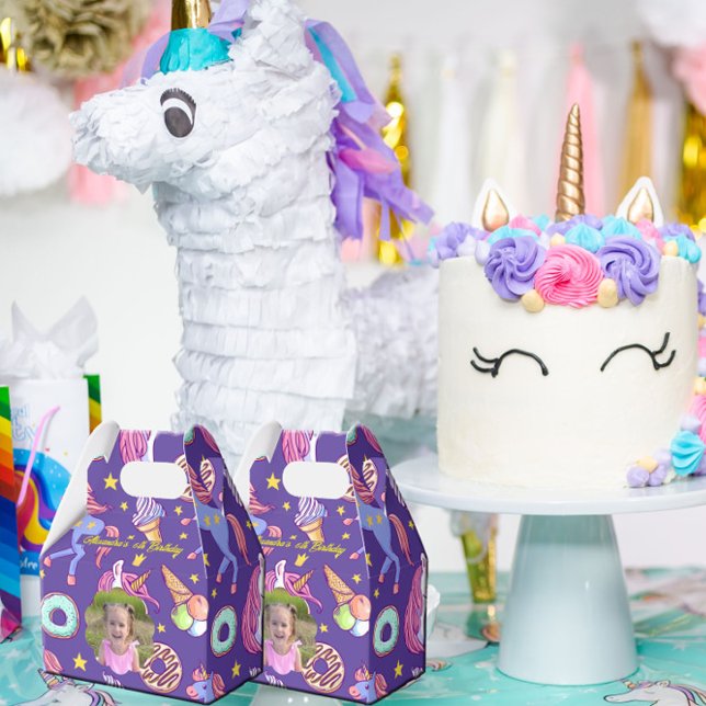 Cute Custom Photo Unicorns, Doughnuts & Ice Cream Favor Box (Creator Uploaded)