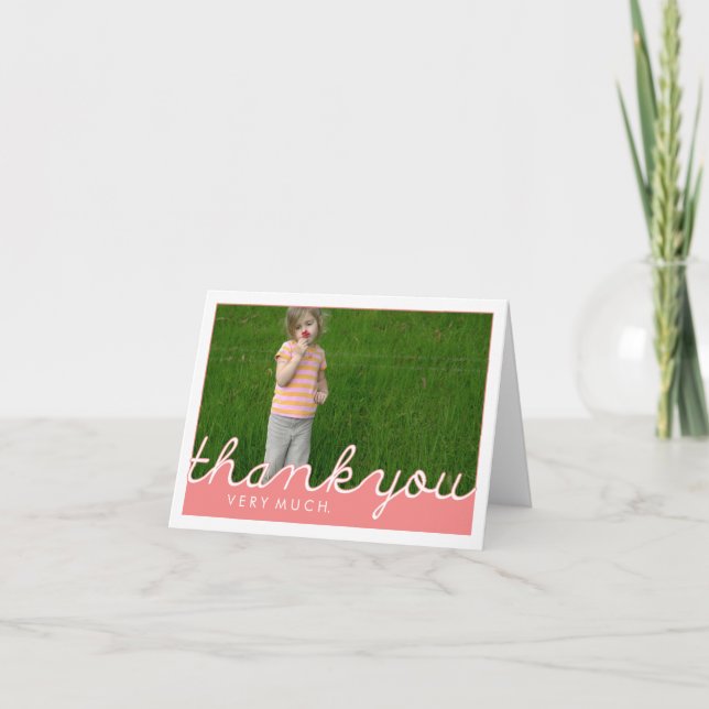 Cute Custom Picture Thank You Note Cards | Pink (Front)