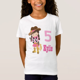 Cute Custom Pink Cowgirl Birthday Party Kids T-Shirt