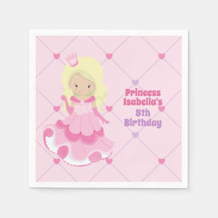 Cute Custom Pink Princess Birthday Party Napkin
