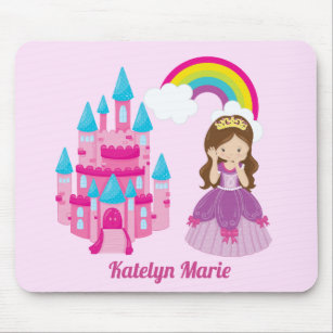 Cute Custom Pink Princess Castle Fairy Tale Mouse Pad